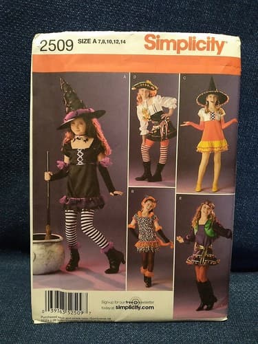 Simplicity 2509 Witch Pirate 5 Looks Costume Pattern Sizes 7 8 9 10 11 12 13 14 - Image 1