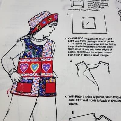 Fabric Traditions Simplicity Panel Place Child Vest Hat Panels End Bolt Lot - Image 1