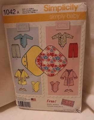 Simplicity 1042 Pattern One Piece Baby Layette Blanket Booties XXS-L Boy Girl UC - Image 1