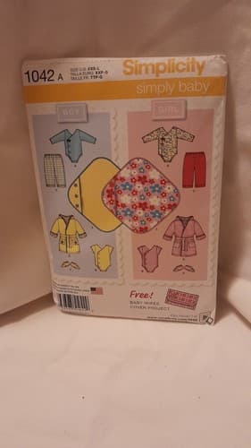 Simplicity 1042 Pattern One Piece Baby Layette Blanket Booties XXS-L Boy Girl UC - Thumbnail 2