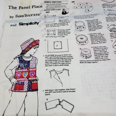 Fabric Traditions Simplicity Panel Place Child Vest Hat Panels End Bolt Lot - Thumbnail 2