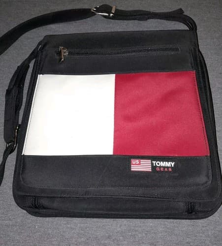 Tommy Hilfiger Gear Shoulder Bag Black Red White Flag Logo 11x11 Vintage Retro - Thumbnail 3
