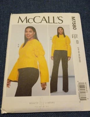 McCall’s M7580 Women’s Top Pattern Size E5 (14–22) | Chic Minimalist Bell Sleeve - Image 1
