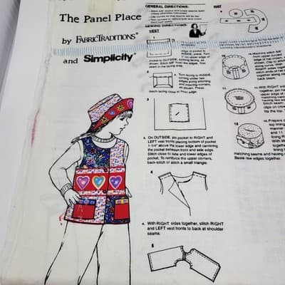 Fabric Traditions Simplicity Panel Place Child Vest Hat Panels End Bolt Lot - Thumbnail 3