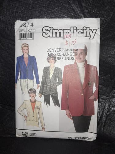 Simplicity 9874 Missed Lined Semi Fitted Jackets in 2 Lengths Size 6-14 Uncut FF - Image 1