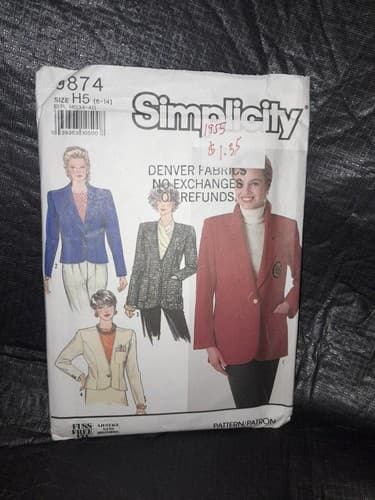 Simplicity 9874 Missed Lined Semi Fitted Jackets in 2 Lengths Size 6-14 Uncut FF - Thumbnail 2