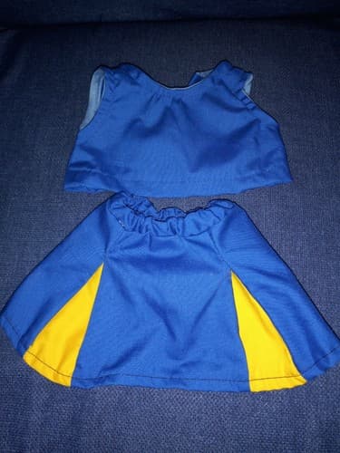 Cheerleading Outfit For 18" Doll, Handmade Blue with Yellow for Ag, Og dolls - Image 1