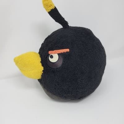 ANGRY BIRDS Black Bomb Plush 8in 2010 Rovio Stuffed Toy Game Character - Thumbnail 4