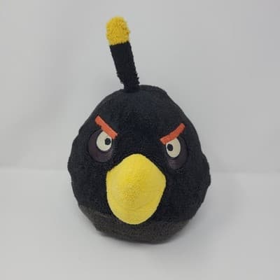 ANGRY BIRDS Black Bomb Plush 8in 2010 Rovio Stuffed Toy Game Character - Image 1