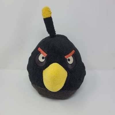 ANGRY BIRDS Black Bomb Plush 8in 2010 Rovio Stuffed Toy Game Character - Thumbnail 2