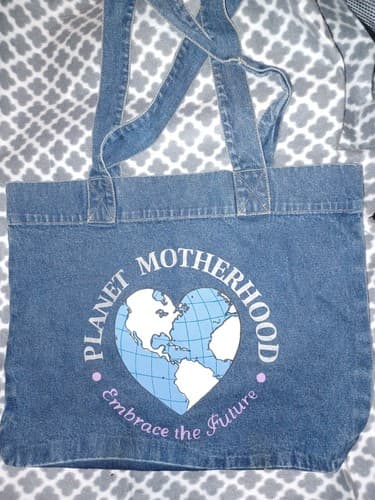 Recycled Denim Tote Bag Purse Planet Motherhood Embrace The Future Denim - Image 1