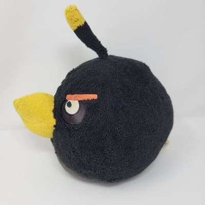 ANGRY BIRDS Black Bomb Plush 8in 2010 Rovio Stuffed Toy Game Character - Thumbnail 5