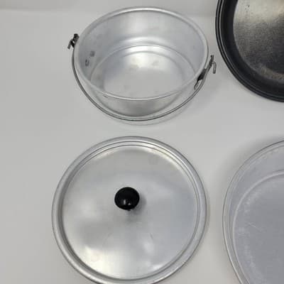 Camping Cookware Set Portable Aluminum Mess Kit Pan Pot Lid 7in w Bag 6 pcs - Thumbnail 4