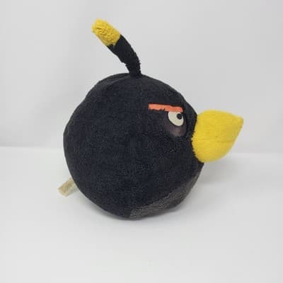 ANGRY BIRDS Black Bomb Plush 8in 2010 Rovio Stuffed Toy Game Character - Thumbnail 8
