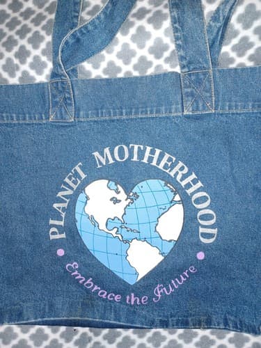 Recycled Denim Tote Bag Purse Planet Motherhood Embrace The Future Denim - Thumbnail 2