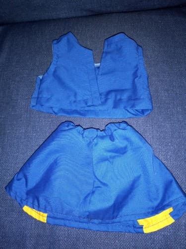 Cheerleading Outfit For 18" Doll, Handmade Blue with Yellow for Ag, Og dolls - Thumbnail 2