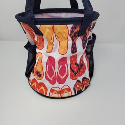 THIRTY-ONE Summer Fun Caddy Tote Flip Flop Print Beach Pool Organizer Bag - Thumbnail 3