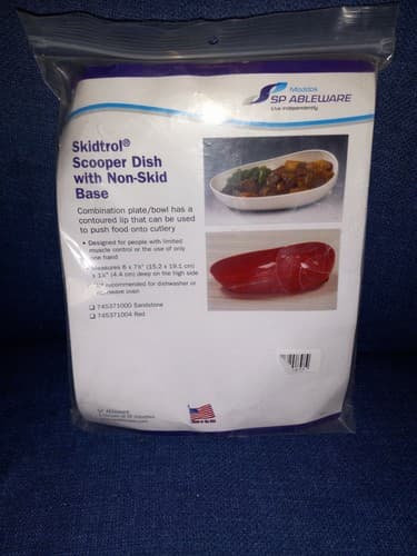 Scooper Dish with Non-Skid Base by Maddak Sandstone Ableware 745371000 Skidtrol - Thumbnail 2