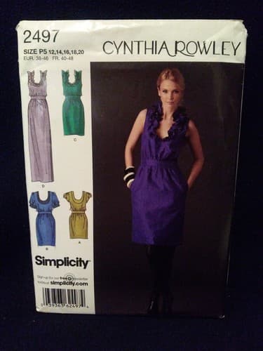 Simplicity 2497 Cynthia Rowley Dress Pattern 12–20 Designer Chic Uncut - Image 1