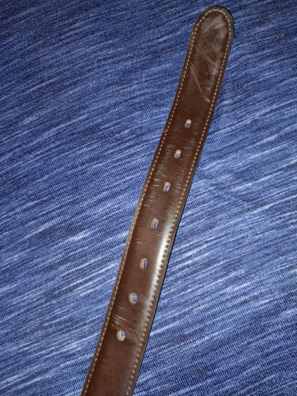 Men’s Brown Leather Dress Belt Brass Buckle Lined Size 44 / 110 - Thumbnail 8