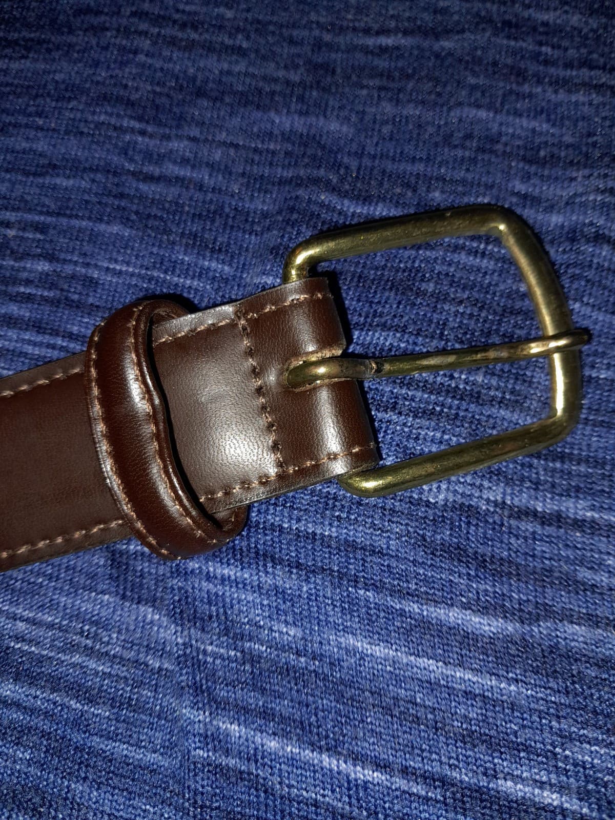 Men’s Brown Leather Dress Belt Brass Buckle Lined Size 44 / 110 - Thumbnail 4