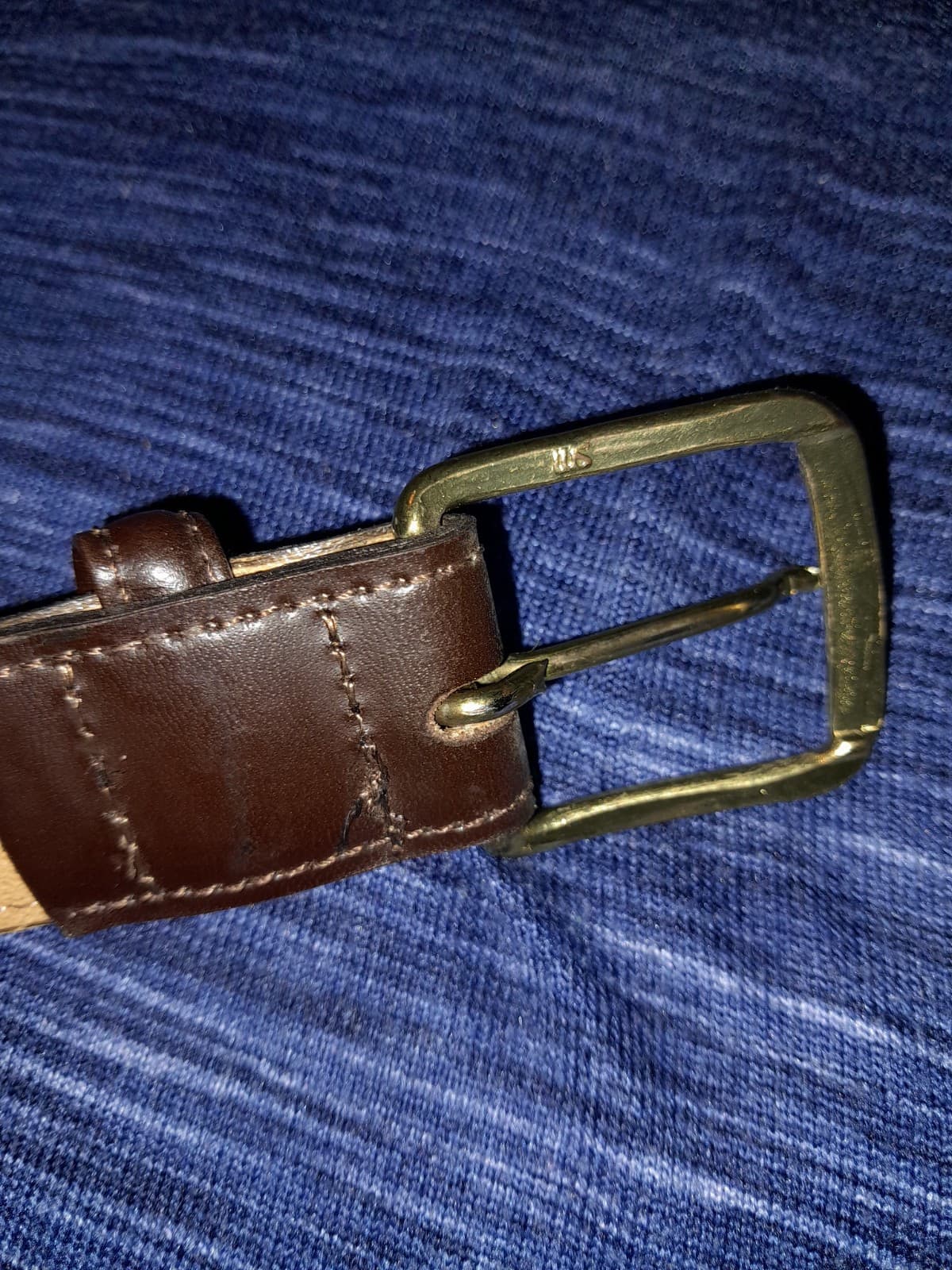 Men’s Brown Leather Dress Belt Brass Buckle Lined Size 44 / 110 - Thumbnail 6