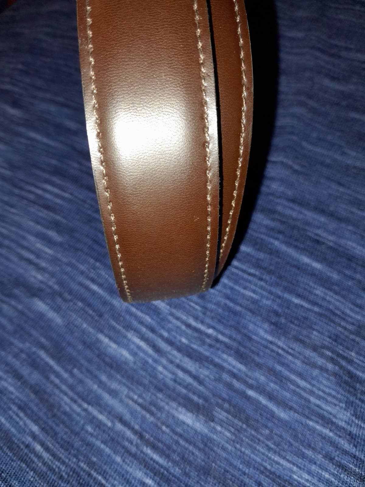 Men’s Brown Leather Dress Belt Brass Buckle Lined Size 44 / 110 - Thumbnail 5