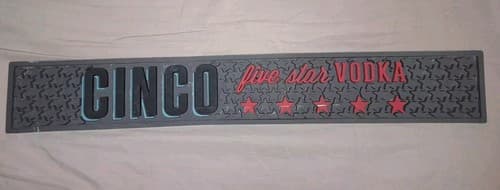 Cinco Vodka Rubber Drip Bar Mat Drink Rail 3.5" x 24" Home Mancave Five Star HTF - Thumbnail 2