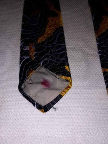 Necktie Pterodactyl Suavair L 55.5" X W 4.50" Black and Gold Tie Vintage - Thumbnail 4