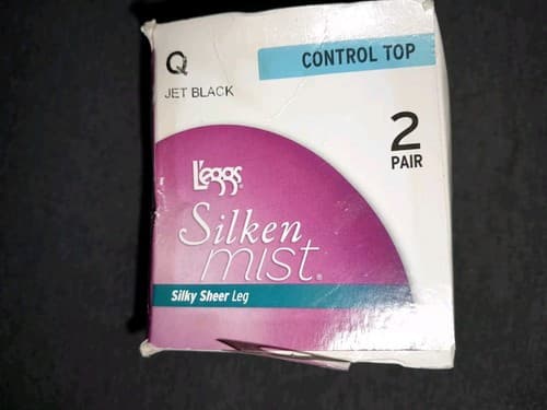 L'eggs sz Q Jett Black Silky Sheer Leg Silken Mist Control Top Pantyhose 2 Pair - Thumbnail 6