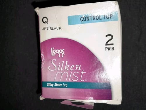 L'eggs sz Q Jett Black Silky Sheer Leg Silken Mist Control Top Pantyhose 2 Pair - Thumbnail 4