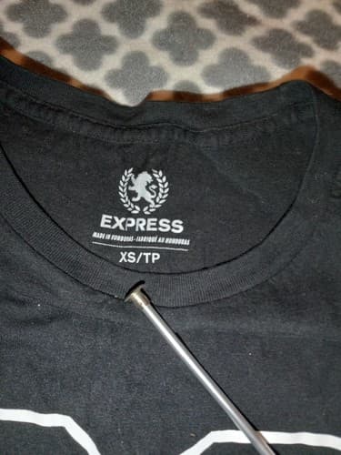 Express Size XS Graphic Tee Black White Streetwear Varsitycore Bold Print Top - Thumbnail 4