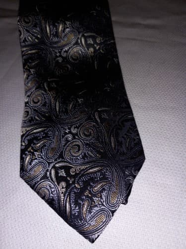 Vtg Van Heusen Mens Tie Gray Green Paisley Silk Neck Tie W 3.75'' × L 61'' - Image 1