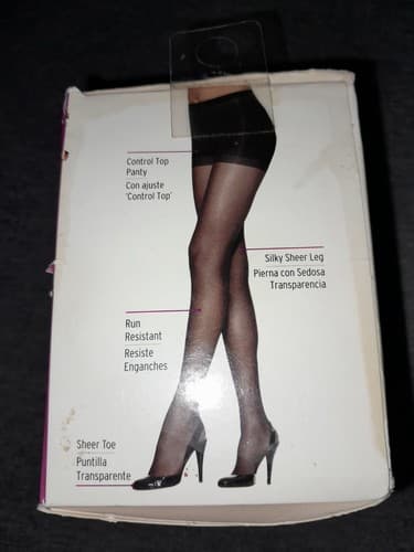 L'eggs sz Q Jett Black Silky Sheer Leg Silken Mist Control Top Pantyhose 2 Pair - Thumbnail 2
