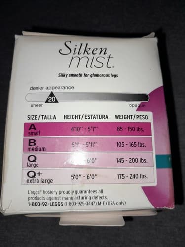 L'eggs sz Q Jett Black Silky Sheer Leg Silken Mist Control Top Pantyhose 2 Pair - Thumbnail 3