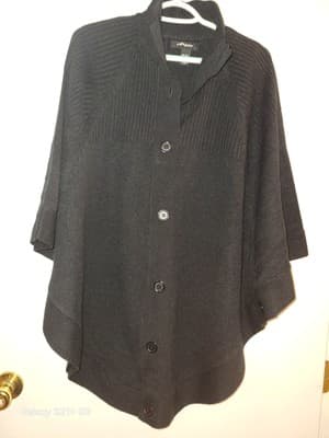 Argee Knit Black Poncho Cape Sweater Hybrid Design Knitted Flattering Silhouette - Image 1