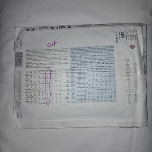 Vogue 2209 Pattern Perry Ellis Pleated Formal Pants Cut Sz 36 American Designer - Thumbnail 2