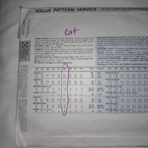 Vogue 2209 Pattern Perry Ellis Pleated Formal Pants Cut Sz 36 American Designer - Thumbnail 3
