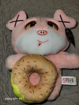 5 IMPLICATIONS TOYS Pig Holding Donut Plush Anime Nwt - Image 1