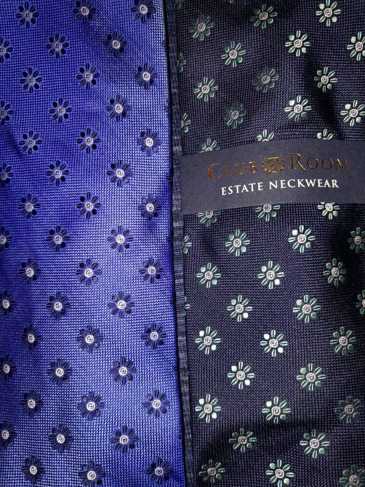 2x Club Room Men's Neat Ties Magarita Daisy Neckties Light & Dark Blue Tie - Thumbnail 2