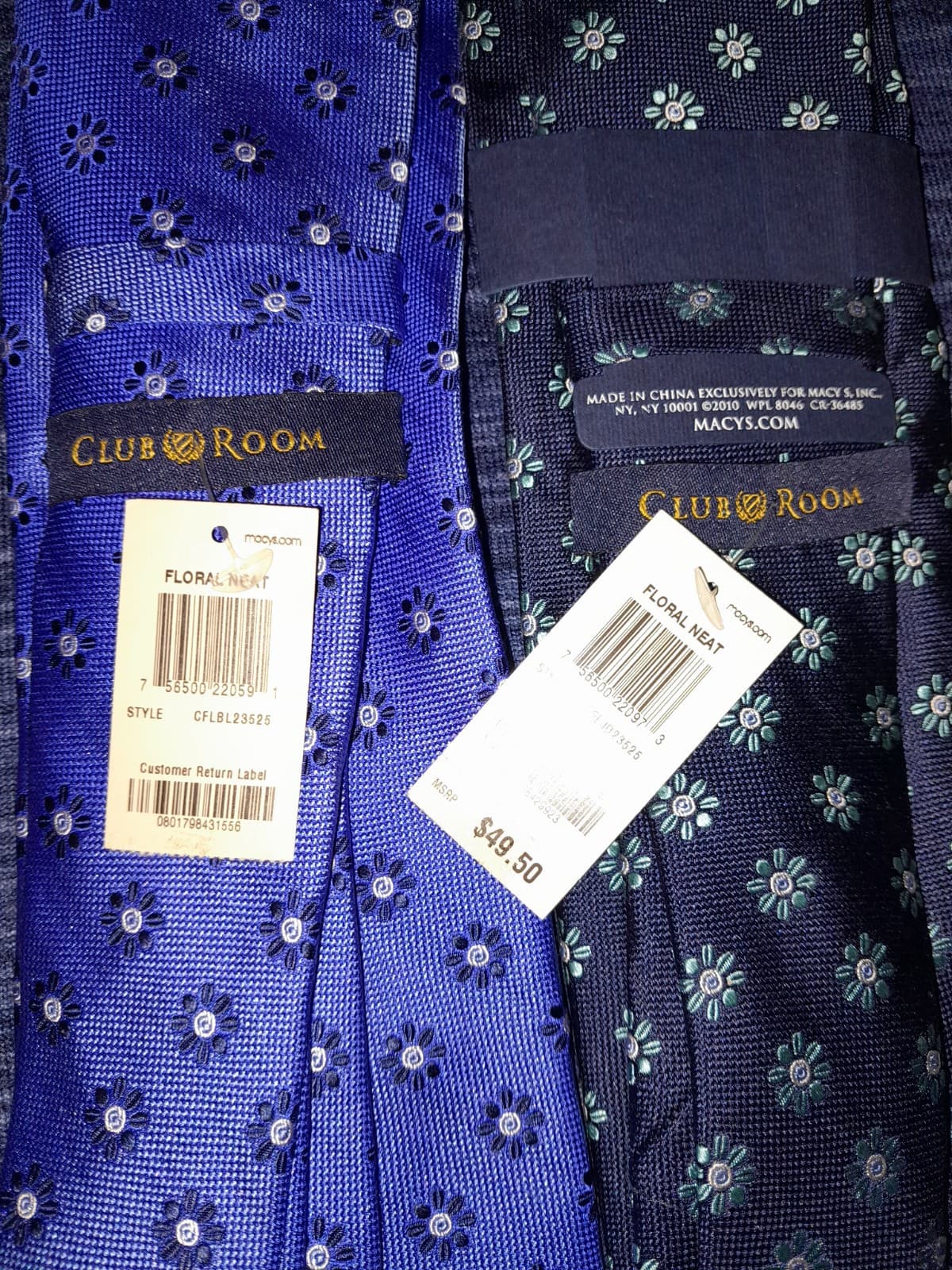 2x Club Room Men's Neat Ties Magarita Daisy Neckties Light & Dark Blue Tie - Thumbnail 3
