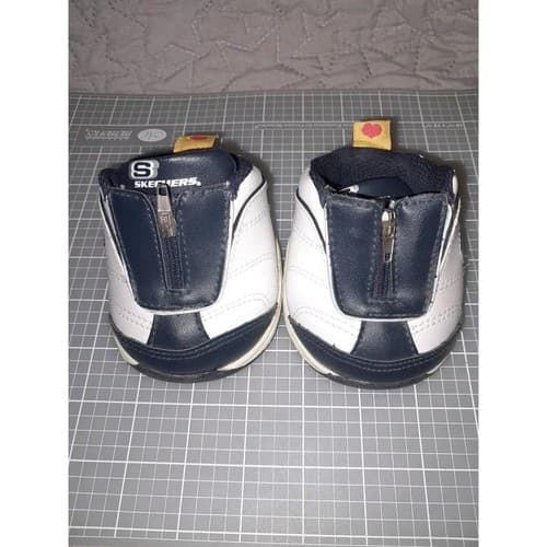 Build-A-Bear Skechers Shoes White Navy Zip Up Sneakers Plush Accessory - Image 1