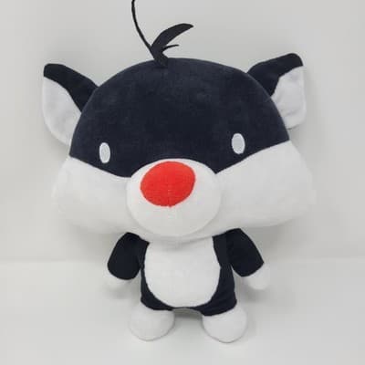LOONEY TUNES Sylvester The Cat Plush Stuffed Animal Big Head 10in Black White - Image 1