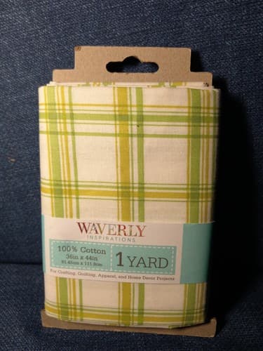1 Yard Waverly Fabric Inspirations 100% Cotton 36in X 44in Plaid Green & White - Image 1