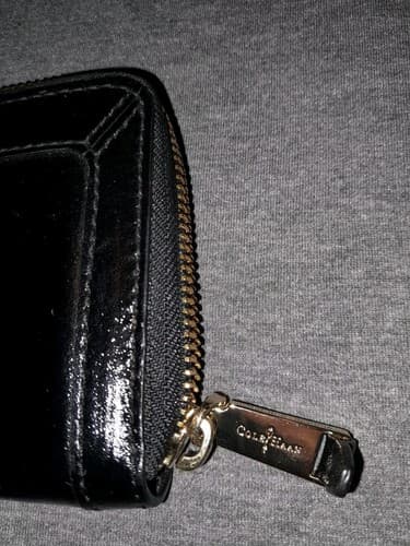 COLE HAAN Womens Zip Around Wallet Organizer Black Patent Leather Lots Of Room - Thumbnail 4