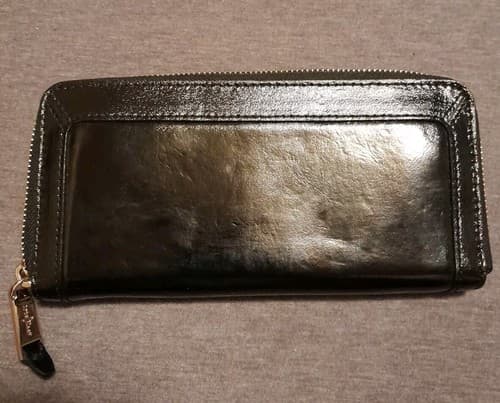 COLE HAAN Womens Zip Around Wallet Organizer Black Patent Leather Lots Of Room - Thumbnail 3