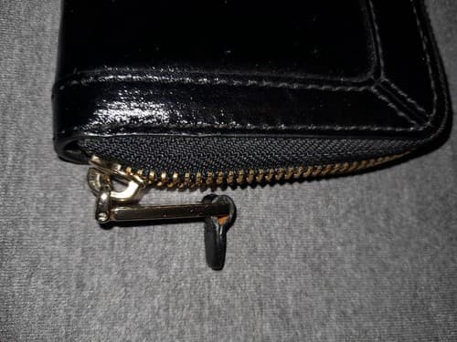 COLE HAAN Womens Zip Around Wallet Organizer Black Patent Leather Lots Of Room - Thumbnail 5