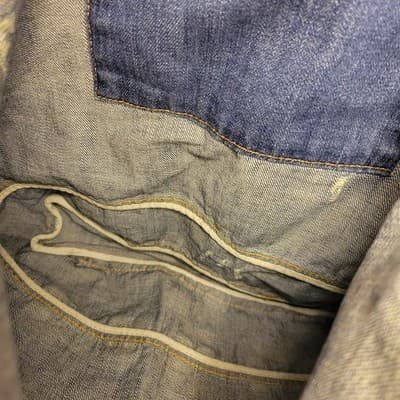 American Eagle Denim Tote Bag Distressed Casual Retro Blue Collegiate - Thumbnail 9