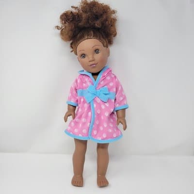 New Adventures 18” Doll Pink Robe Brown Hair Brown Eyes 2020 AA - Thumbnail 2