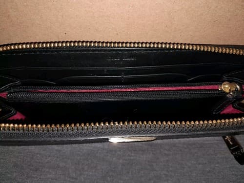 COLE HAAN Womens Zip Around Wallet Organizer Black Patent Leather Lots Of Room - Thumbnail 8